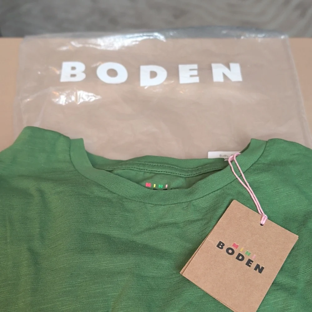 NIP Kids MINI BODEN Everyday Long Sleeve T-shirt Broccoli Green Size 9-10yr